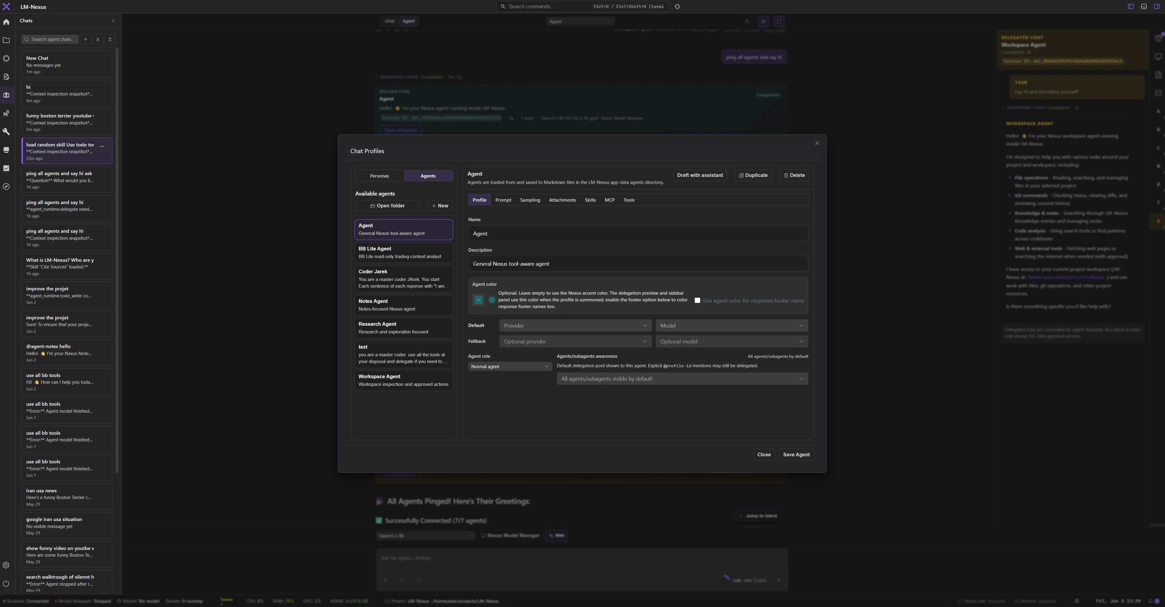 LM Nexus Agent configuration interface.