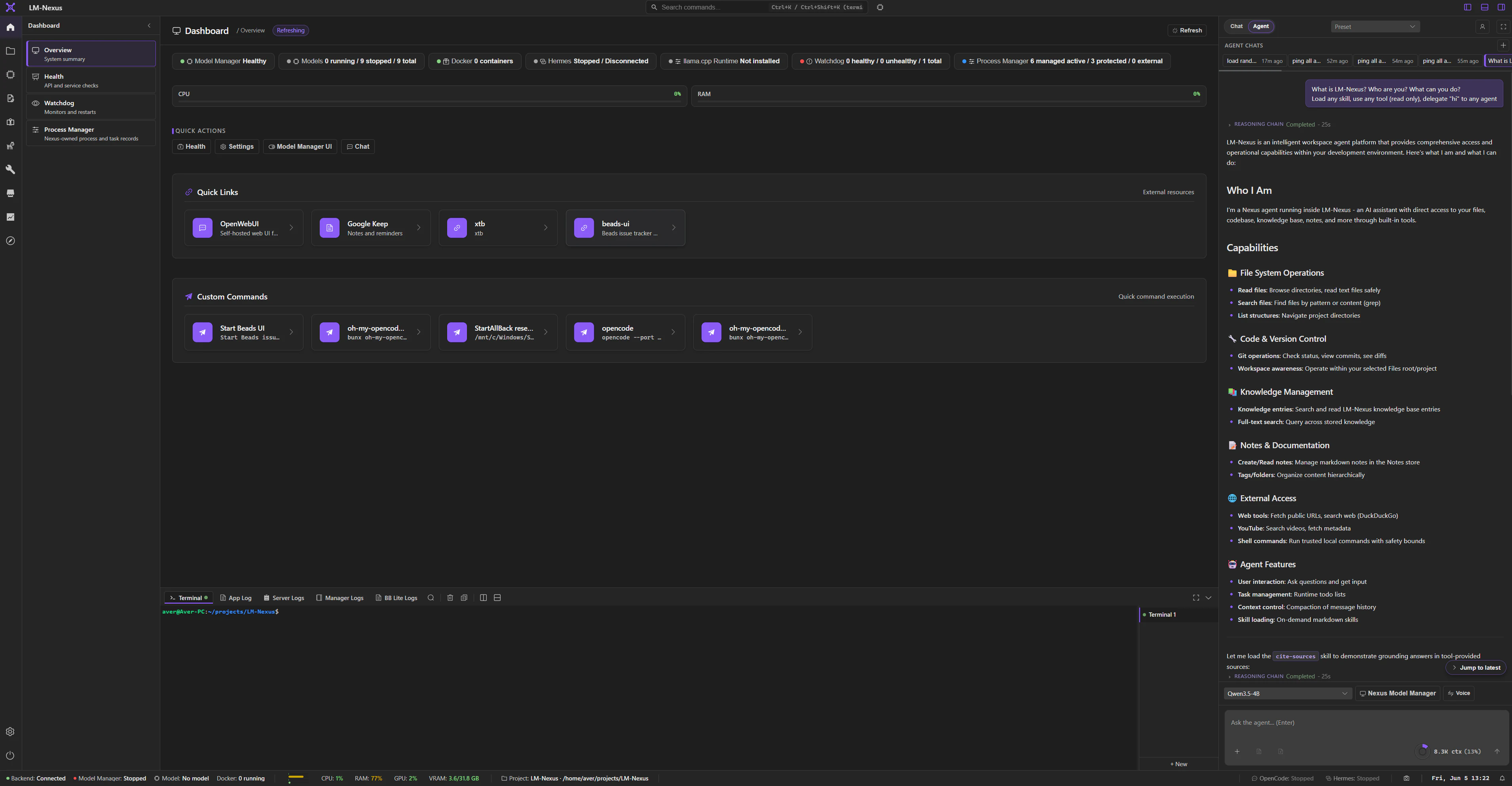 LM Nexus dashboard and control-center overview.