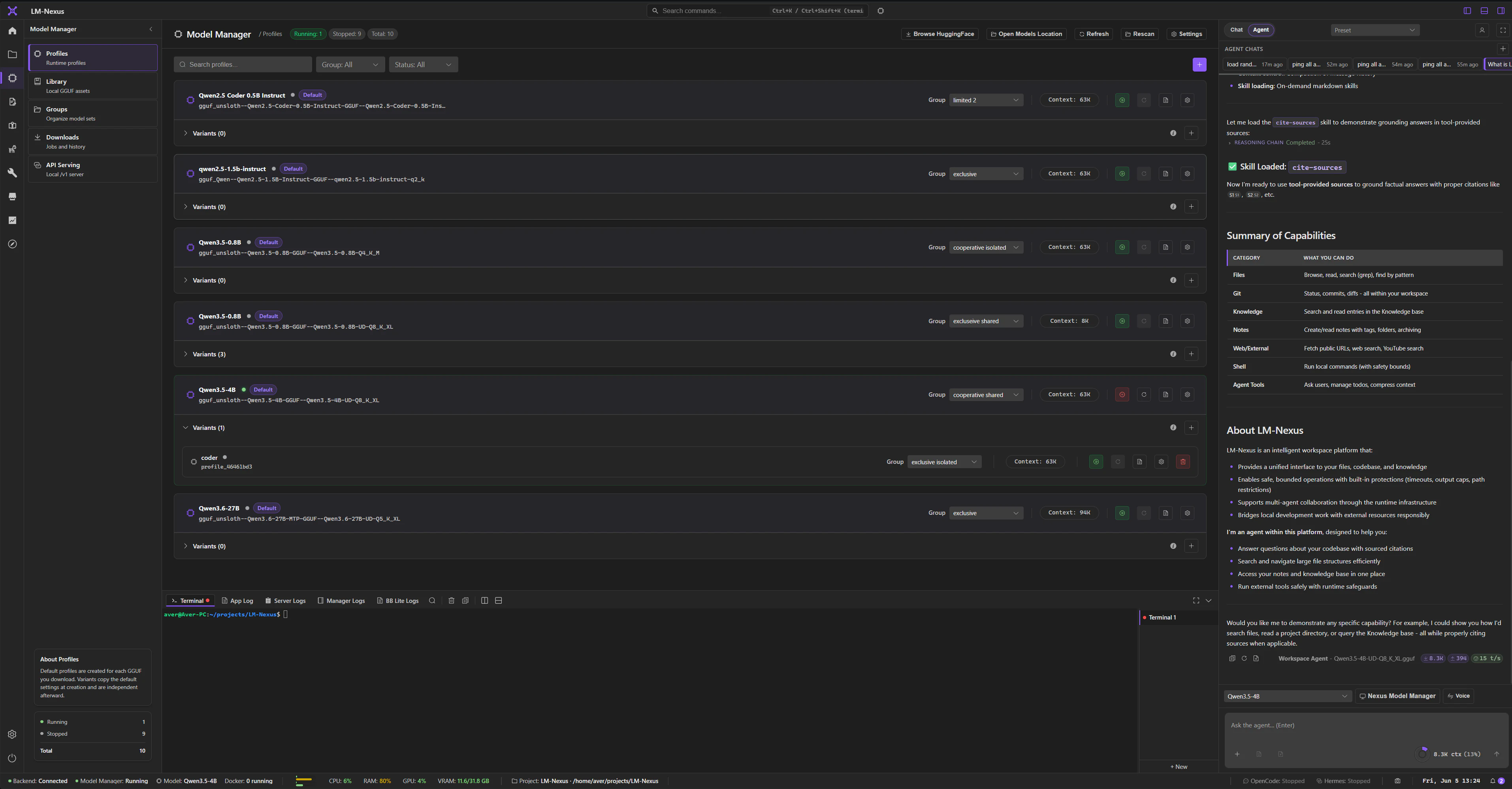 LM Nexus Model Manager interface.