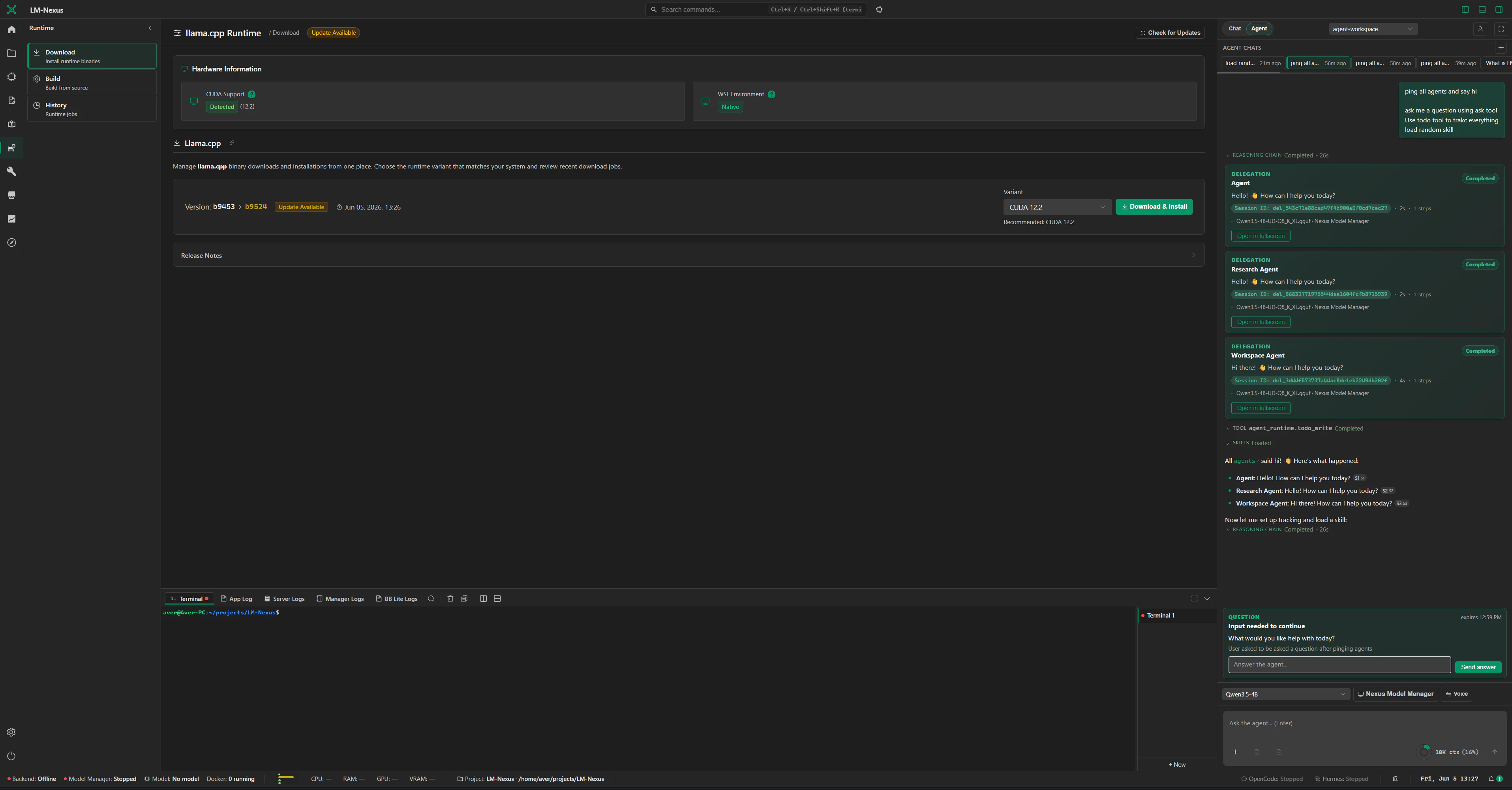 LM Nexus runtime panel.